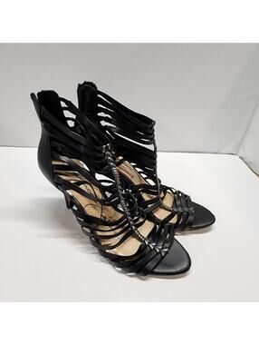 LKNW Jessica Simpson gladiator heels black caged fun back zip never worn 10 m